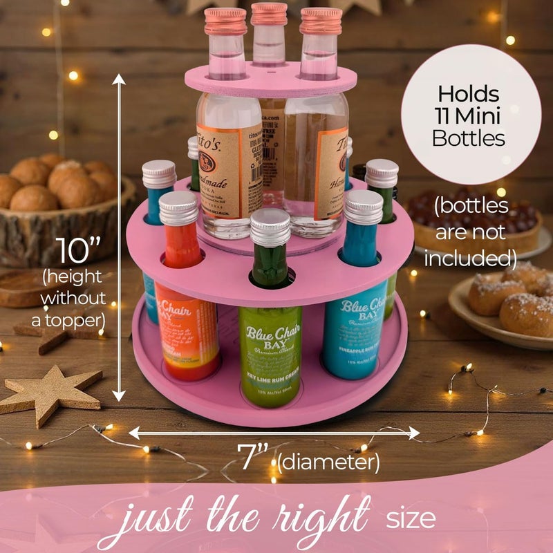 Shot Cake Party Display for Mini Liquor Bottles | 21st Birthday holiday celebration decoration centerpiece (Two Tier, Pink) - Image 4